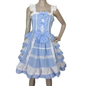 Vintage Lolita Bows Ruffles Lace Corset Princess Palace Kawaii Sweet JSK Dress